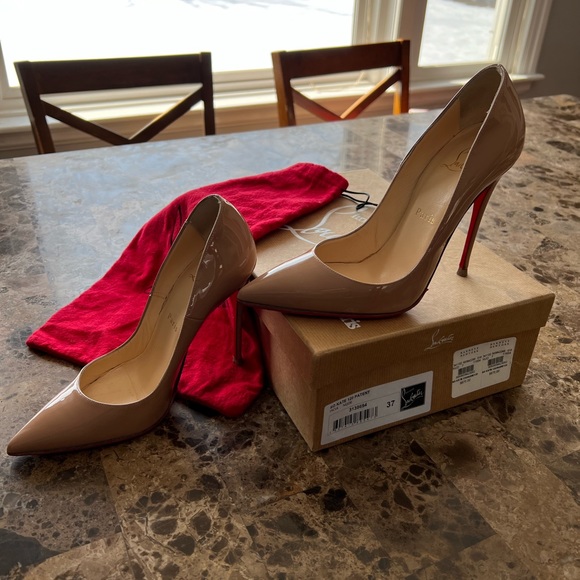 SOLD Christian Louboutin So Kate 120 Patent Nude 37 - Picture 3 of 8
